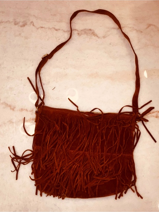 Handbags - Old Navy Brown Faux Suede Fringe Crossbody Bag Boho Western #O22